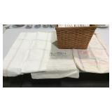 Decor basket full of bean and salt cloth sacks