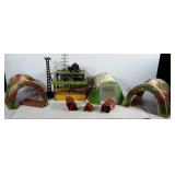 Model train set pieces and parts: tunnels,