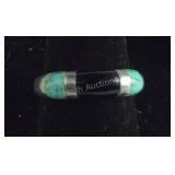 Size 9- Sterling silver turquoise and onyx inlaid