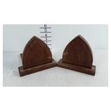 Monogrammed "F" wooden bookends
