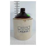 Gallon stoneware brown over white jug, marked