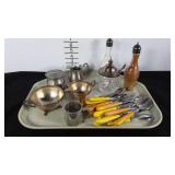 Vintage serving ware, flatware, cream & sugar,