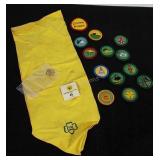 Girl Scout sash and patches, plus membership pin