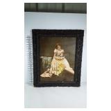 Woman and child print in old frame. Frame has