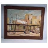 34"x28" original painting on board in wood frame.