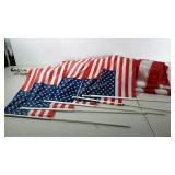 USA flags, five 10" x 19" and a 3