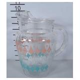 Mid Century pitcher with pink, white and aqua