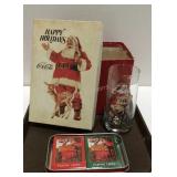 Coca-cola glasses set of 6 and a coca-cola tin