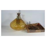Vintage amber glass swag lamp