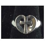 Size 7- Sterling silver cross ring