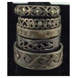 Five Sterling band rings sizes- 6, 6.25, 6.5, 9,