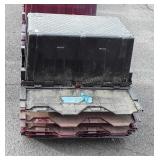 Group of six commercial style totes with lids