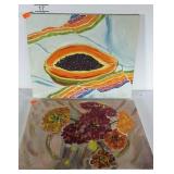 Two unframed paintings, both signed MEC, 16"×29