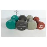 Variety of hand weights, 3, 5 and 10 pounds