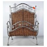 Vintage woven media rack with metal and beaded