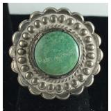 Size 6.5- Sterling silver green cabochon stone