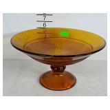 Amber glass pedestal fruit bowl