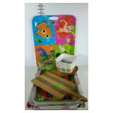 Poly party trays, bowls and a couple of wood