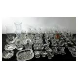 Glassware, glasses, candleholders, ashtrays,