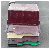 Group of six commercial style totes with lids