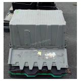 Group of six commercial style totes with lids