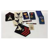 Military pins, medals, and patches