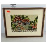 Cottage needlepoint,  framed