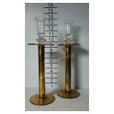 Pair of glass candlesticks. Painted to look