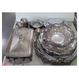 Silver plate group, including trays, cups,