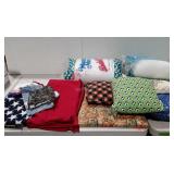 Group lot with sewing material, pillows and