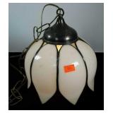 Vintage glass tulip swag lamp, works,