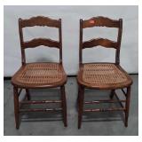 Pair of Chairs, cane seated table type chairs in