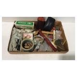 Trinket flat with key chains, mini bottle corks,