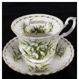 January ROYAL ALBERT tea cup and saucer set.