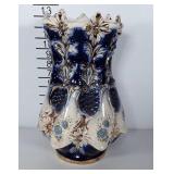 Older Large vase with Royal blue and metallic gold