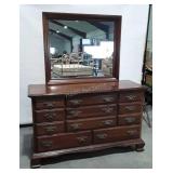 Cherry Dresser with mirror, 8 Drawers, one with