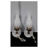 Pair of vintage milk glass wall sconce Light