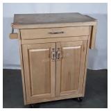 Portable Kitchen Microwave Cart, maple with knife