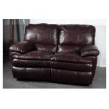 Loveseat Double Recliner, brown pleather, little