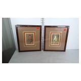 Pair of Asian prints, matted and framed. Both