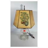 Electrified oil Lamp with botanical heavy paper