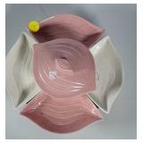 Mid century USA pottery chip / dip set on lazy