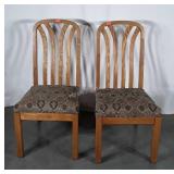 Pair of Dining Chairs, modern oak with paisley