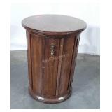 Drum Style End Table with Cabinet storage, 16"