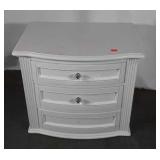 Nightstand 3 drawer, white and used, missing pull