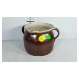 Stoneware double handled Crock with pour spout,