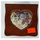 Small wooden jewelry box with fabric heart