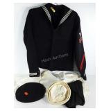 Vintage Navy uniforms, blue wool top with hat,