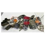 Motorcycle parts and pieces. Sprocket, lights,