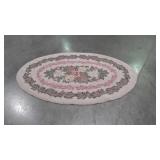 Vintage Virgin Wool Hook Rug, oval 3x5ft size,